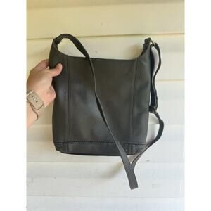 The Sak De Young Supple Leather Crossbody Hobo Bag Purse Green Zip Great Clean